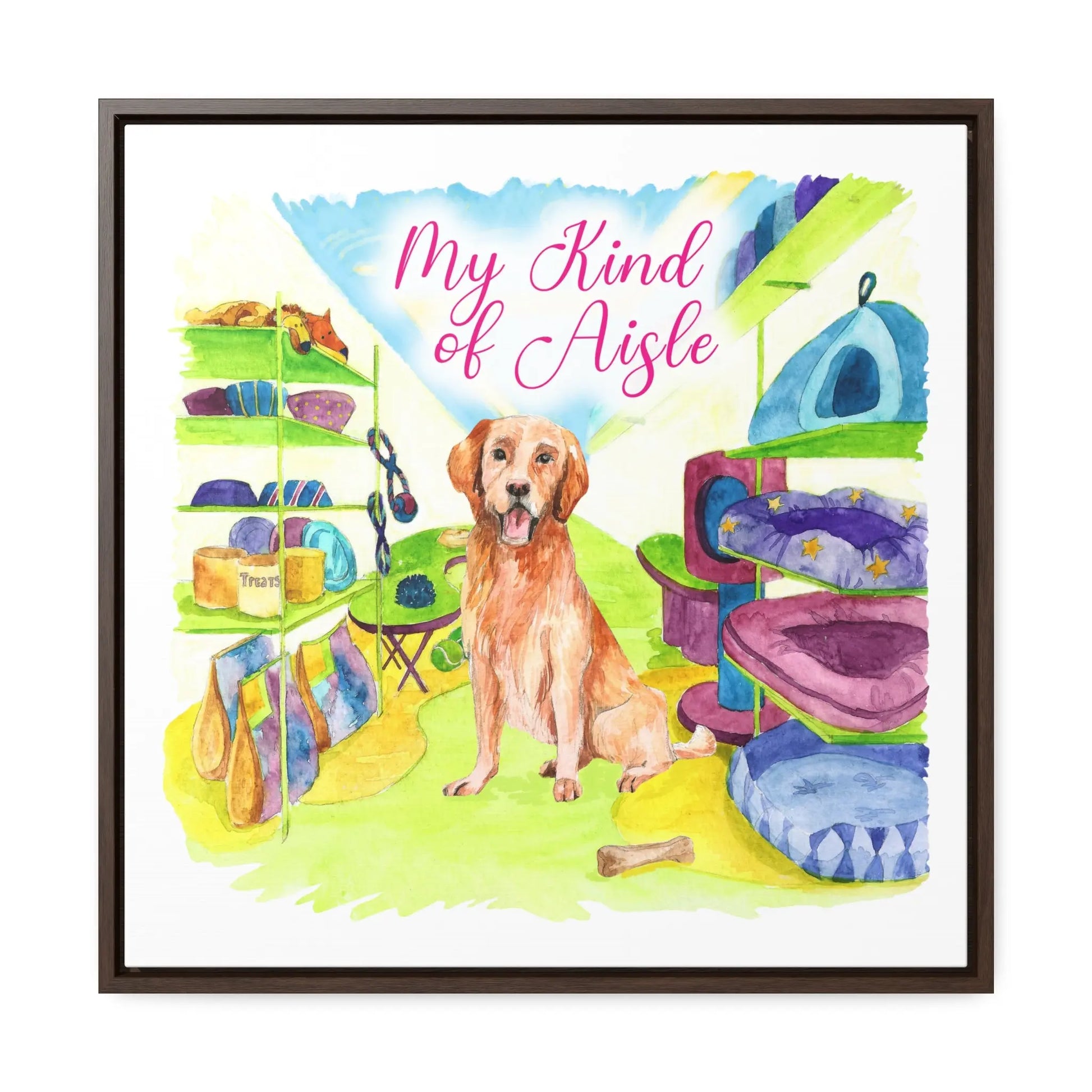 Empowerment Canvas Print, Framed, Inspiring Women's Pet Golden Retriever My Kind of Aisle