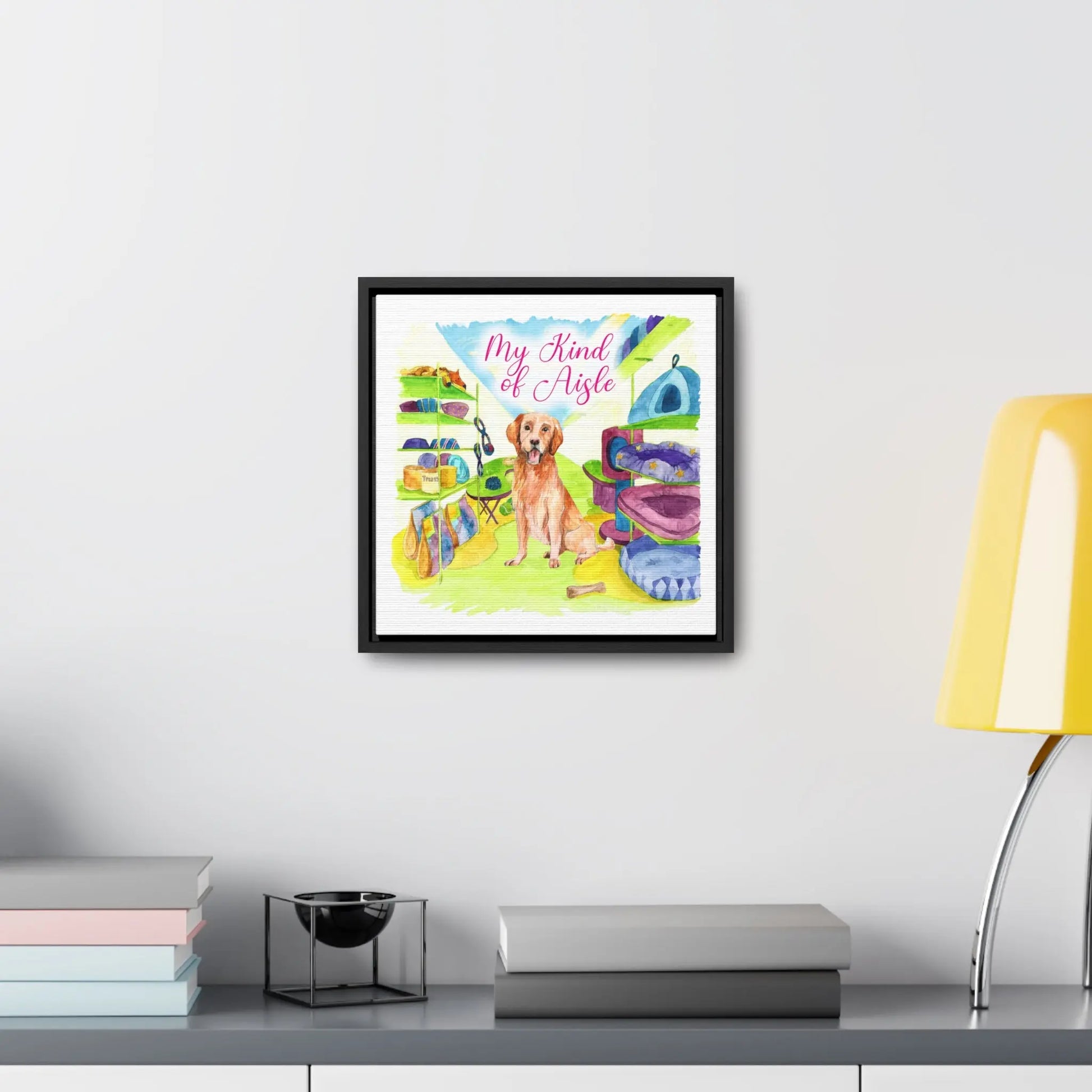 Empowerment Canvas Print, Framed, Inspiring Women's Pet Golden Retriever My Kind of Aisle