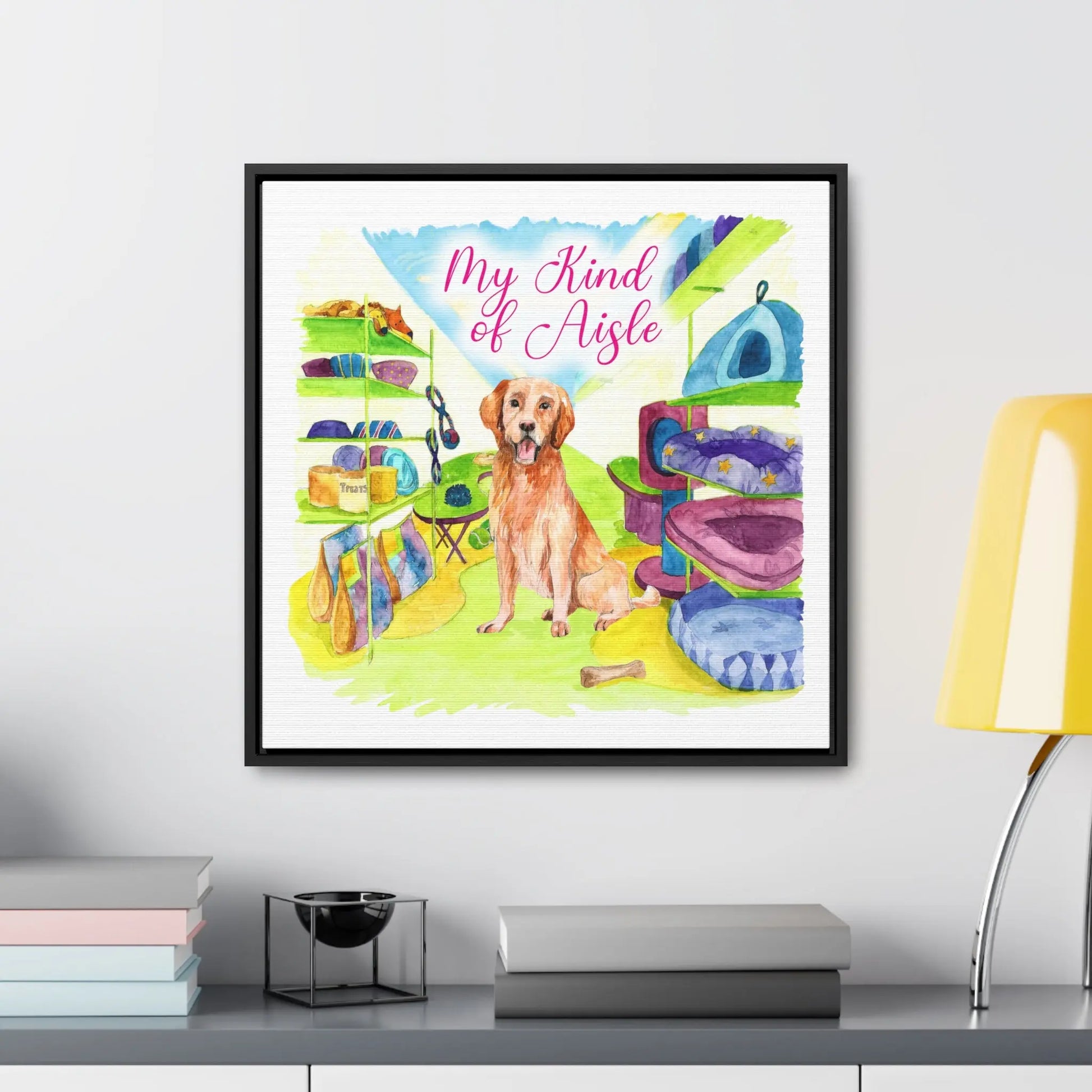 Empowerment Canvas Print, Framed, Inspiring Women's Pet Golden Retriever My Kind of Aisle