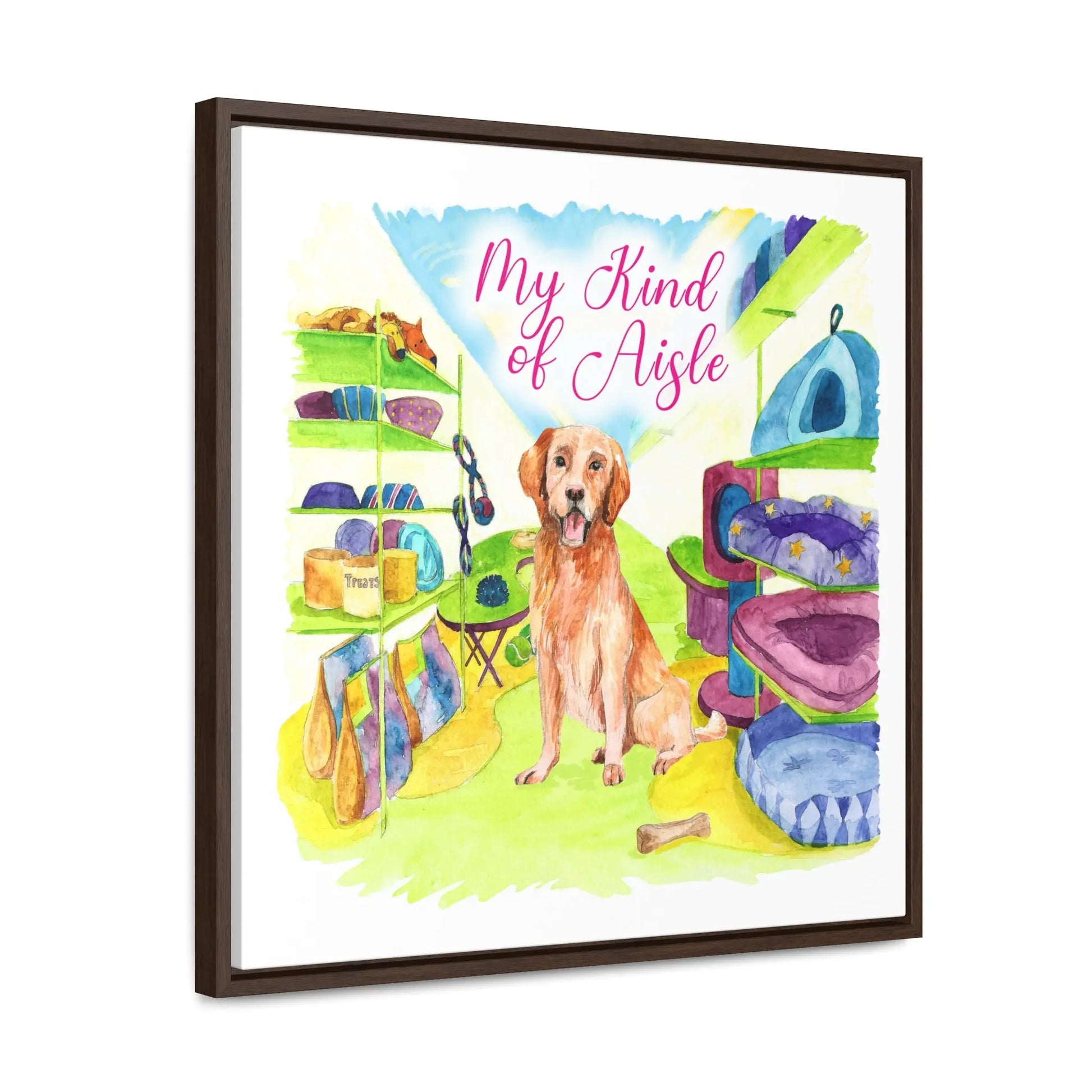 Empowerment Canvas Print, Framed, Inspiring Women's Pet Golden Retriever My Kind of Aisle