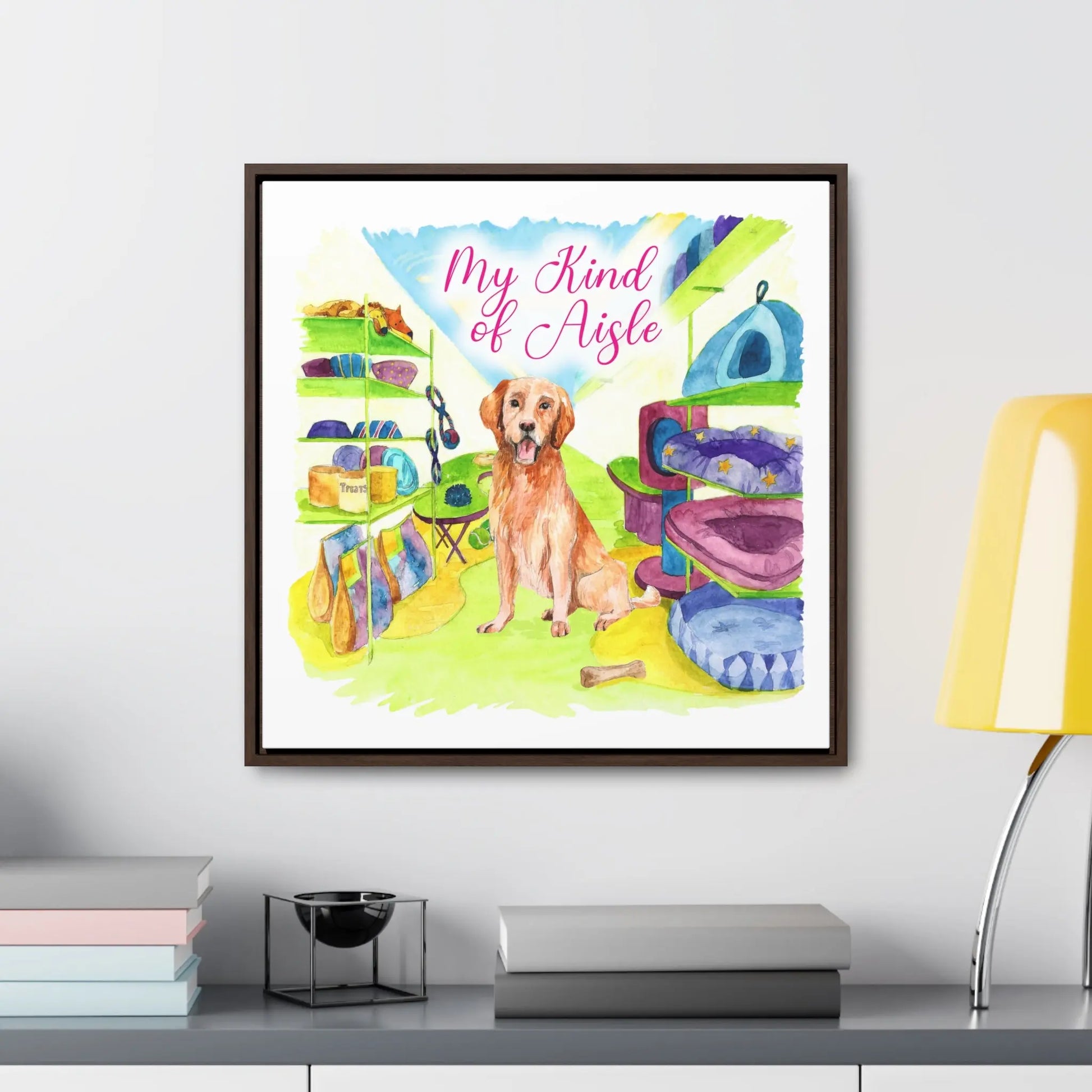 Empowerment Canvas Print, Framed, Inspiring Women's Pet Golden Retriever My Kind of Aisle