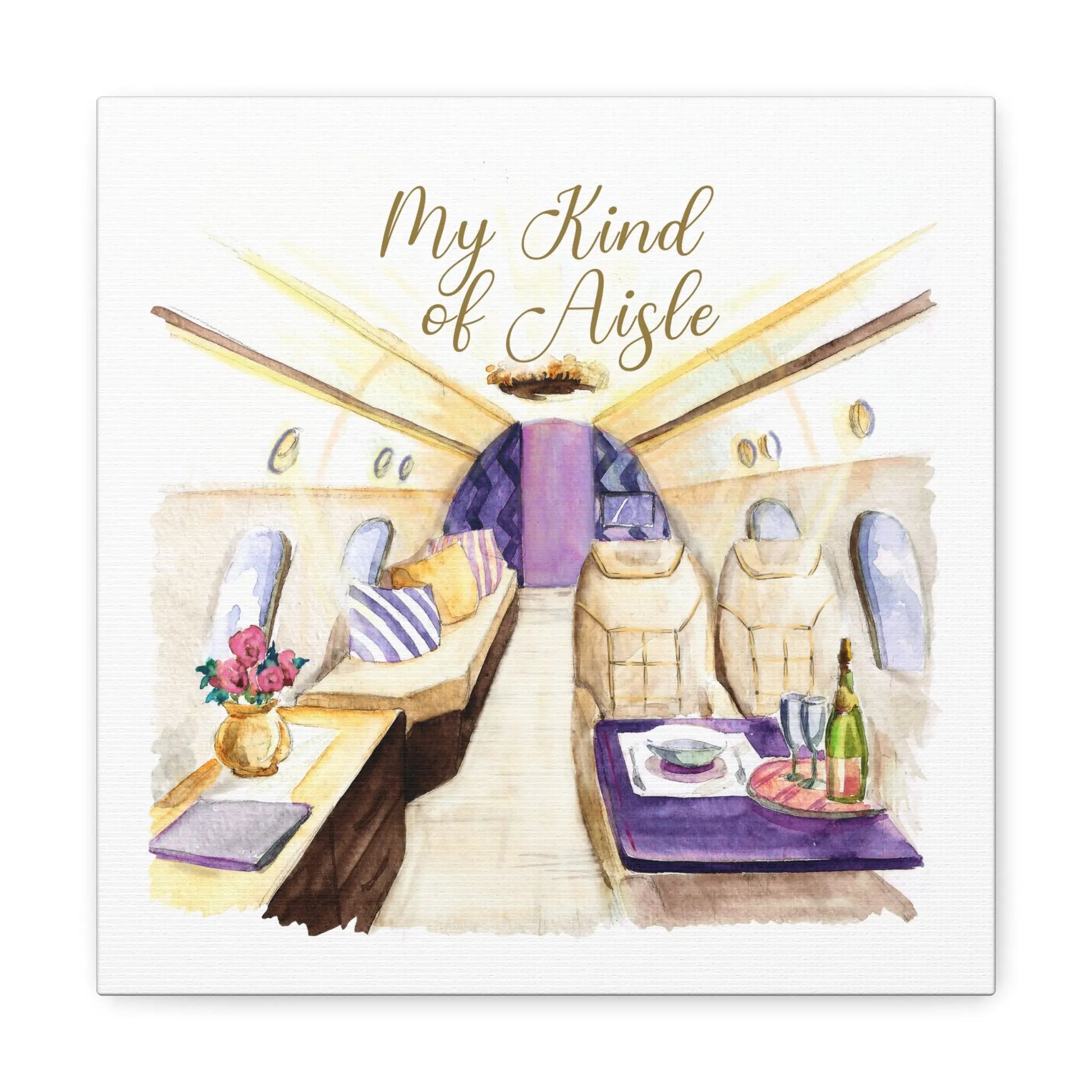 Empowerment Canvas Print, Inspiring Women's Luxury Private Jet Airplane Travel My Kind of Aisle