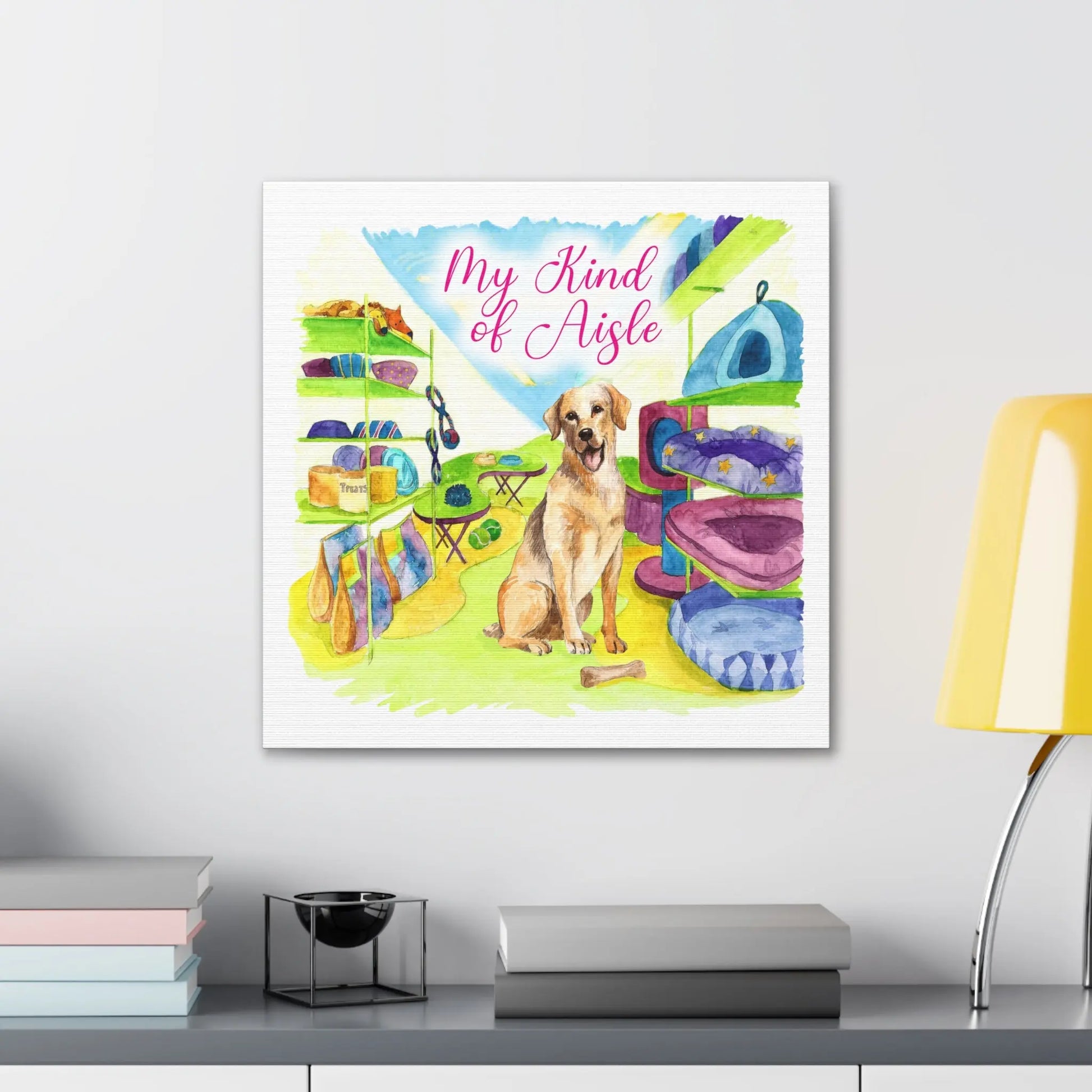 Empowerment Canvas Print, Inspiring Women's Pet Yellow Lab My Kind of Aisle