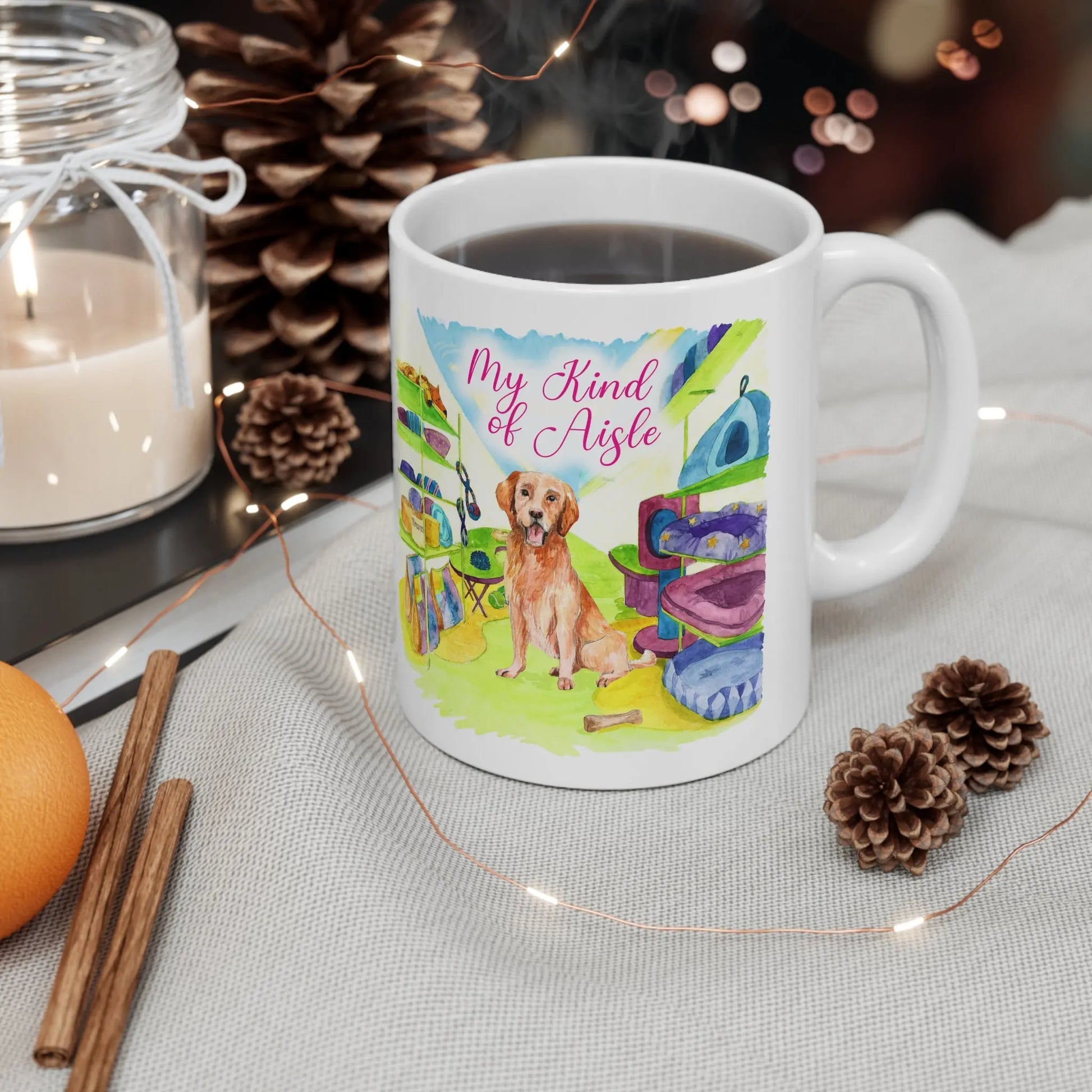 Empowerment Coffee Mug, Golden Retriever Dog, Inspiring Women's Pet Cup, 11 oz My Kind of Aisle