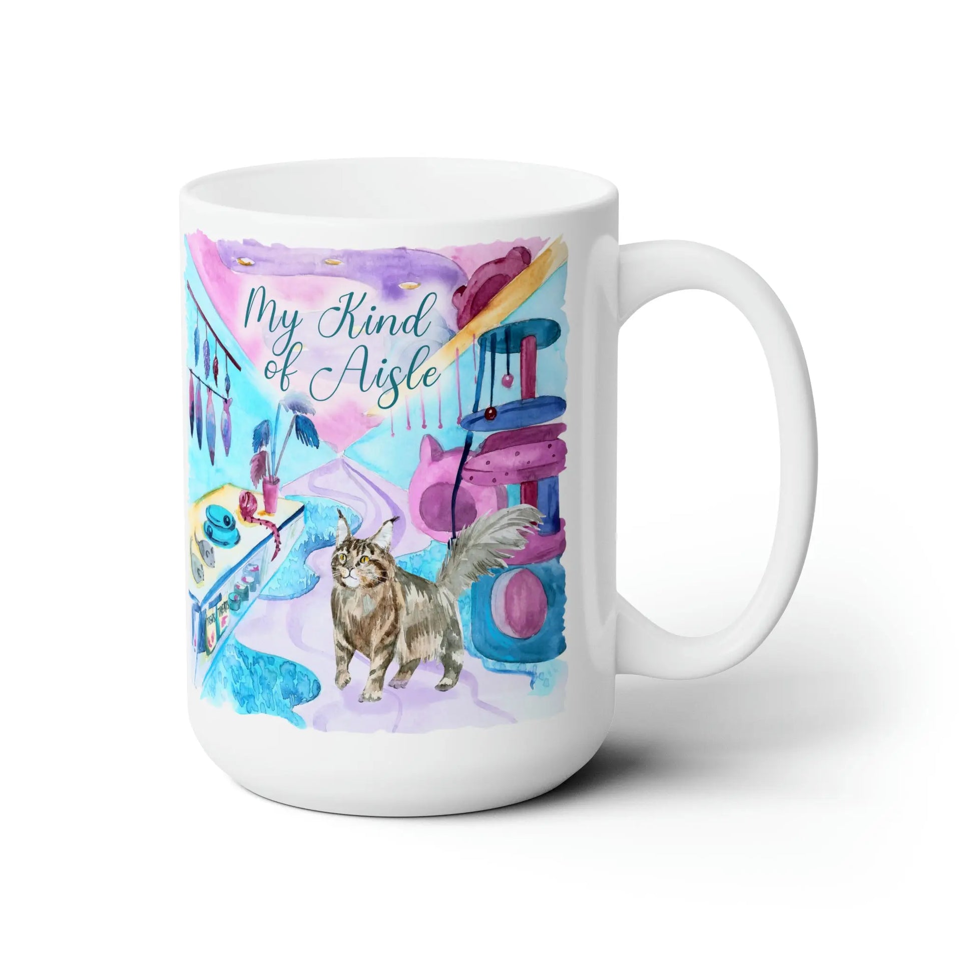 Empowerment Coffee Mug, Maine Coon Cat, Inspiring Women's Pet Cup, 15 oz My Kind of Aisle