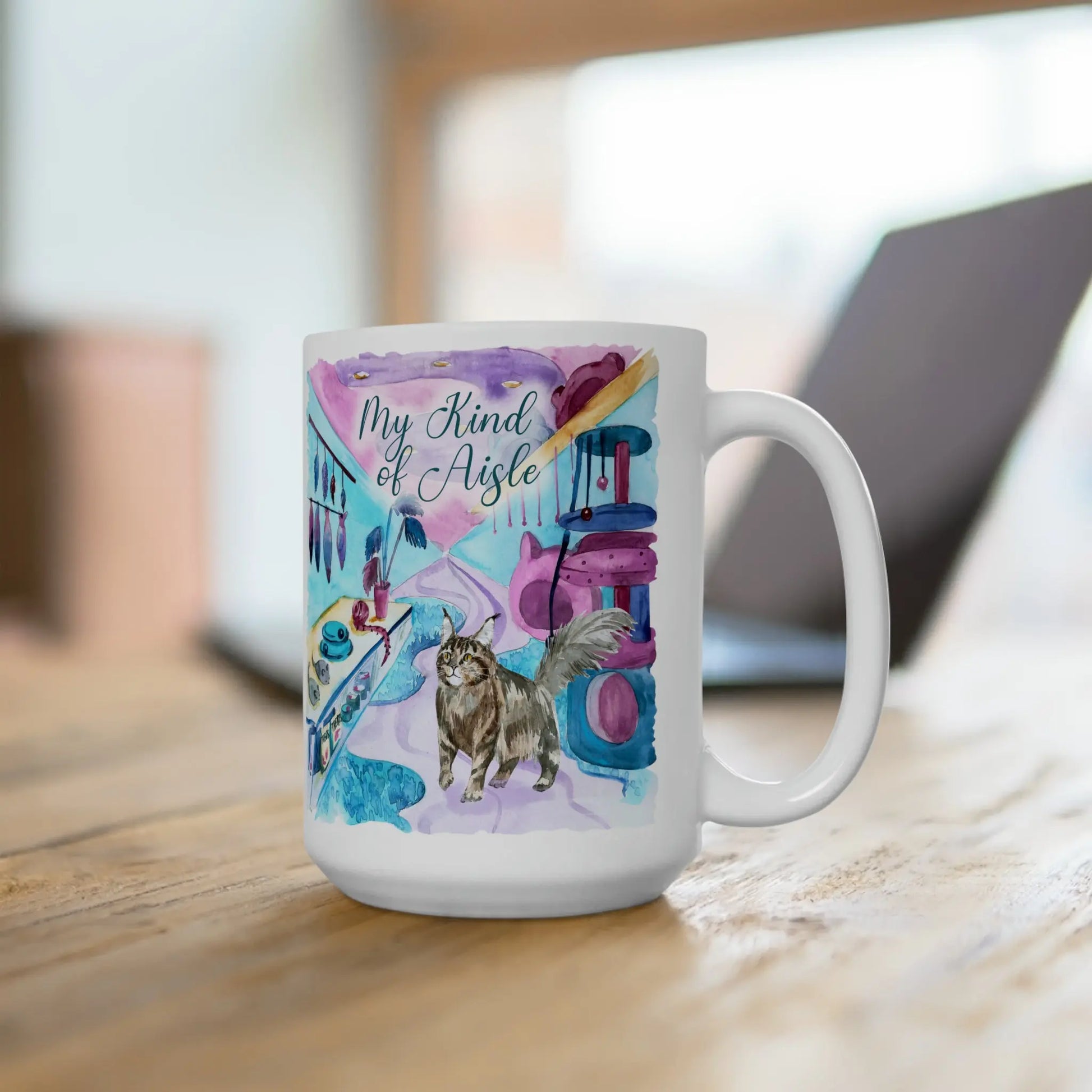 Empowerment Coffee Mug, Maine Coon Cat, Inspiring Women's Pet Cup, 15 oz My Kind of Aisle