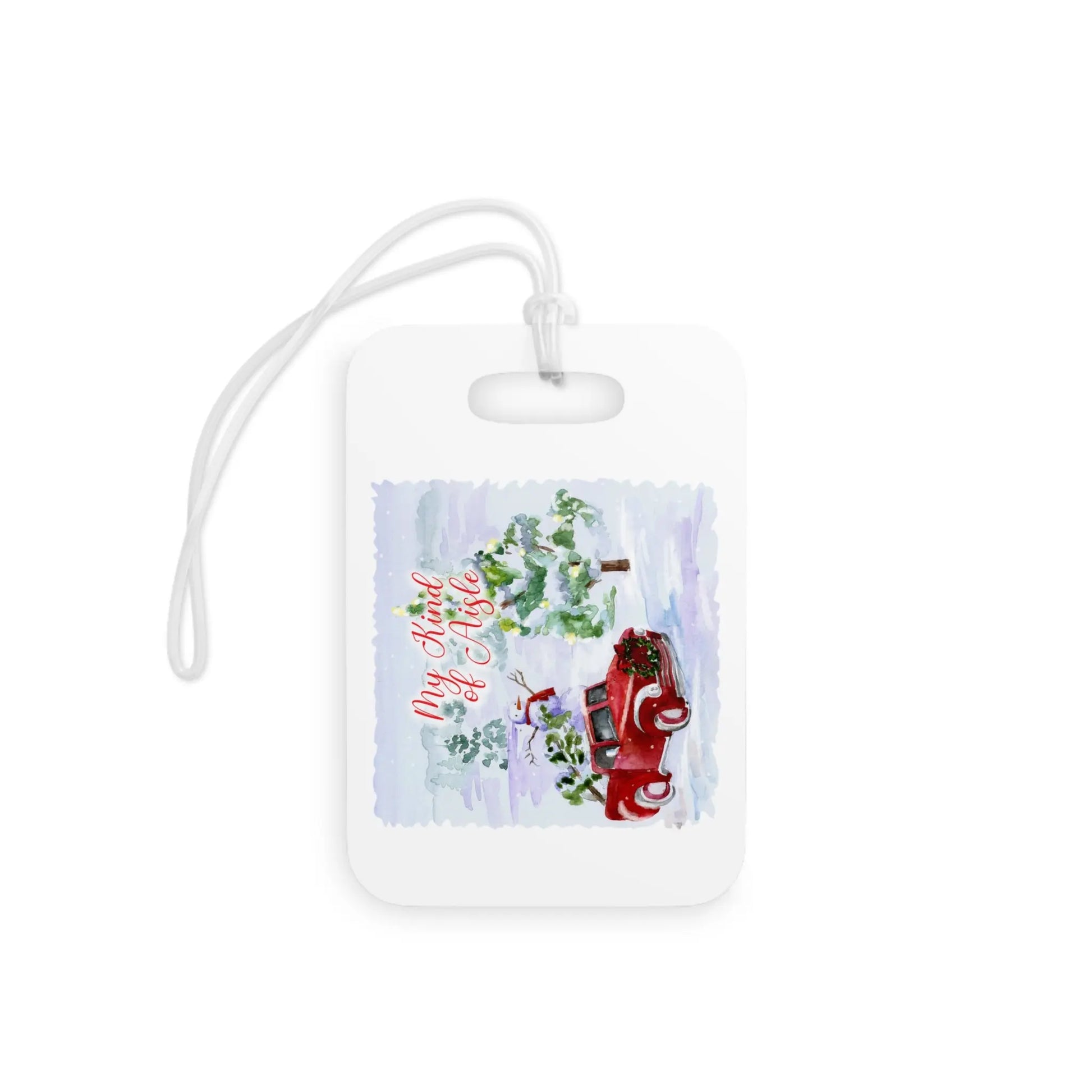 Empowerment Luggage Tag, Inspiring Women's Christmas Tree Farm Travel Accessory Printify