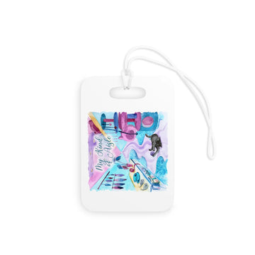 Empowerment Luggage Tag, Inspiring Women's Pet Black Cat Travel Bag Accessory
