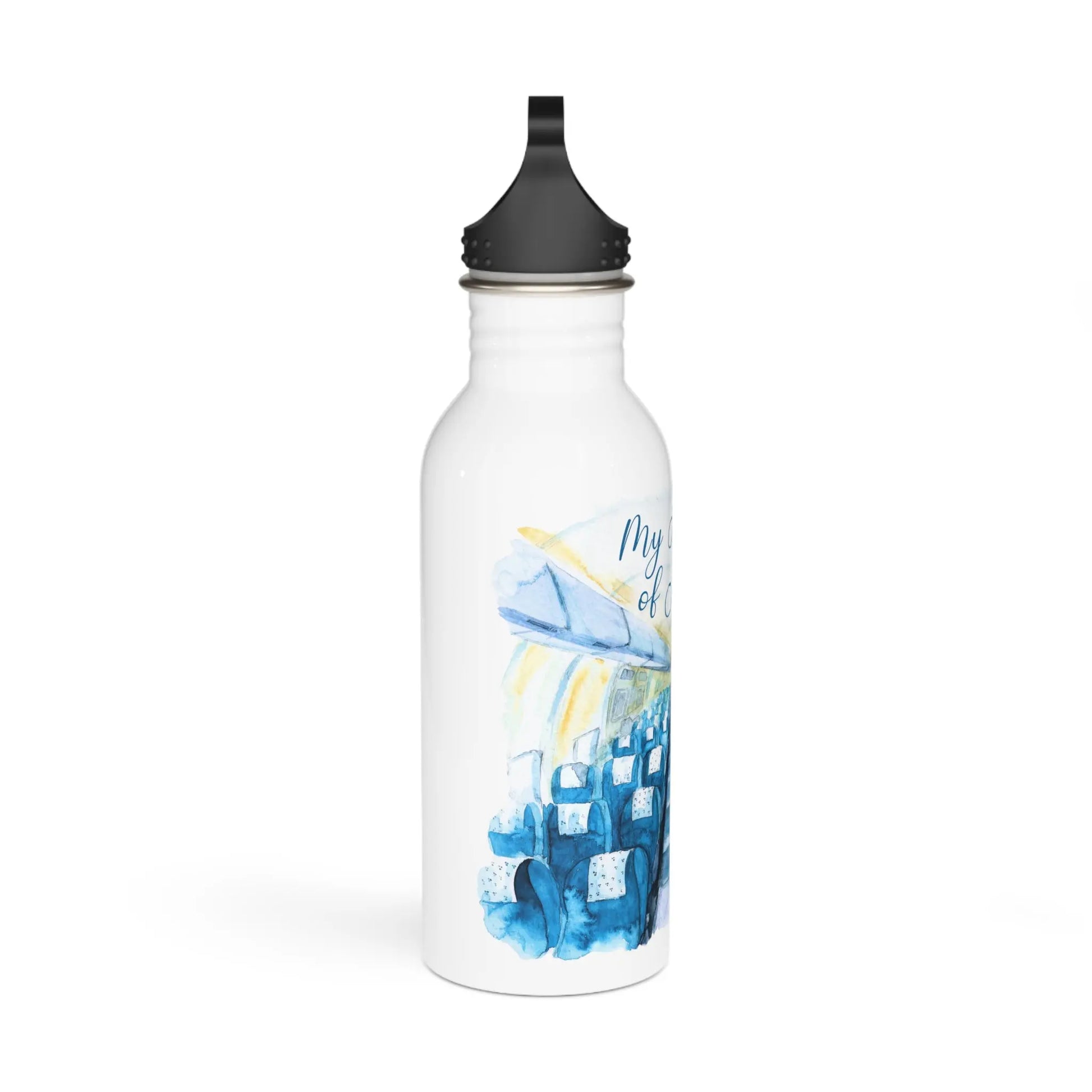 Empowerment Water Bottle, Inspiring Women's Airplane Travel Cup, 20 oz, Blue My Kind of Aisle