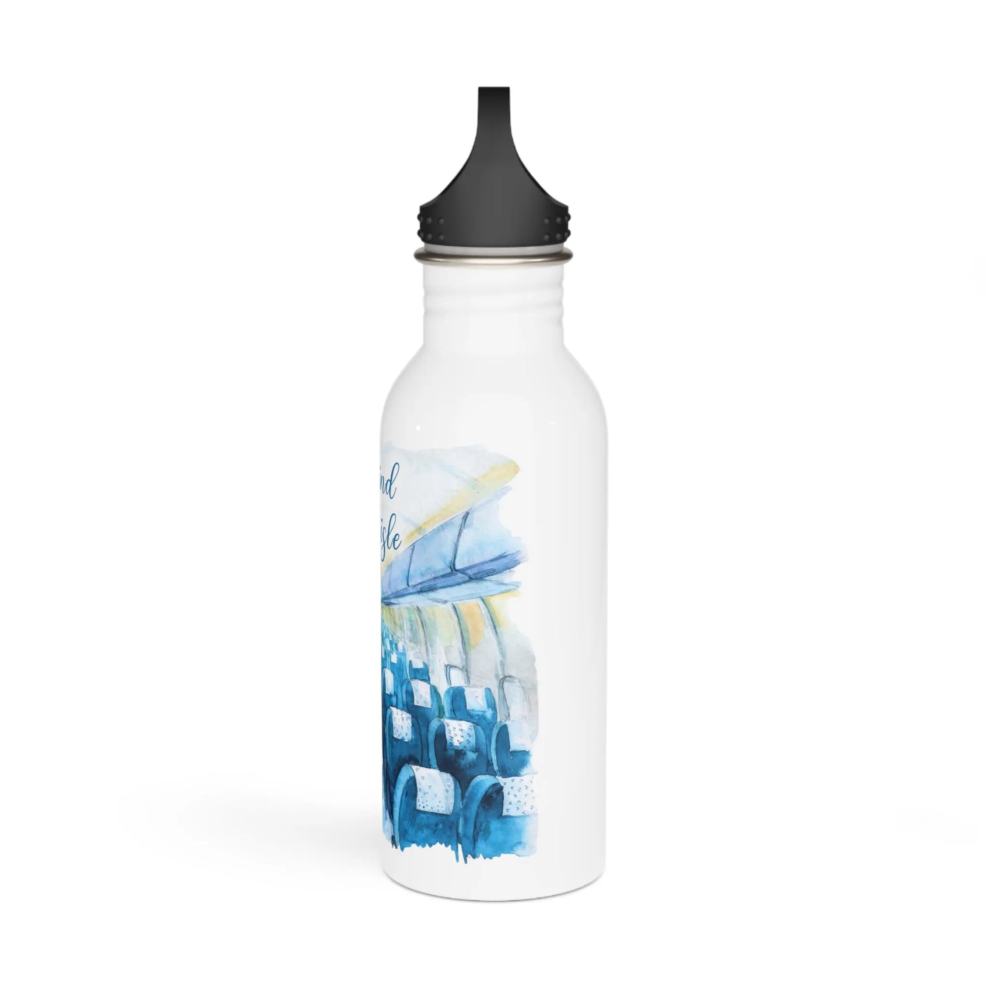 Empowerment Water Bottle, Inspiring Women's Airplane Travel Cup, 20 oz, Blue My Kind of Aisle