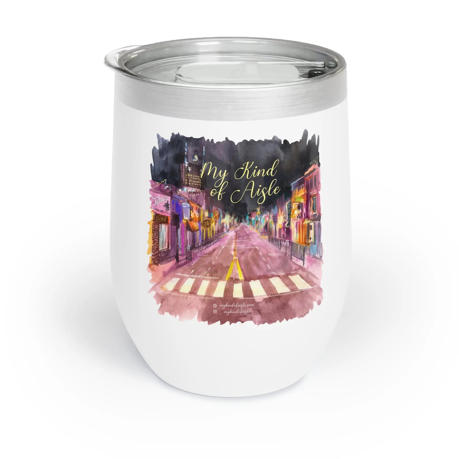 Empowerment Wine Tumbler, Inspiring Downtown Nashville Drinking Cup, 12 oz Printify