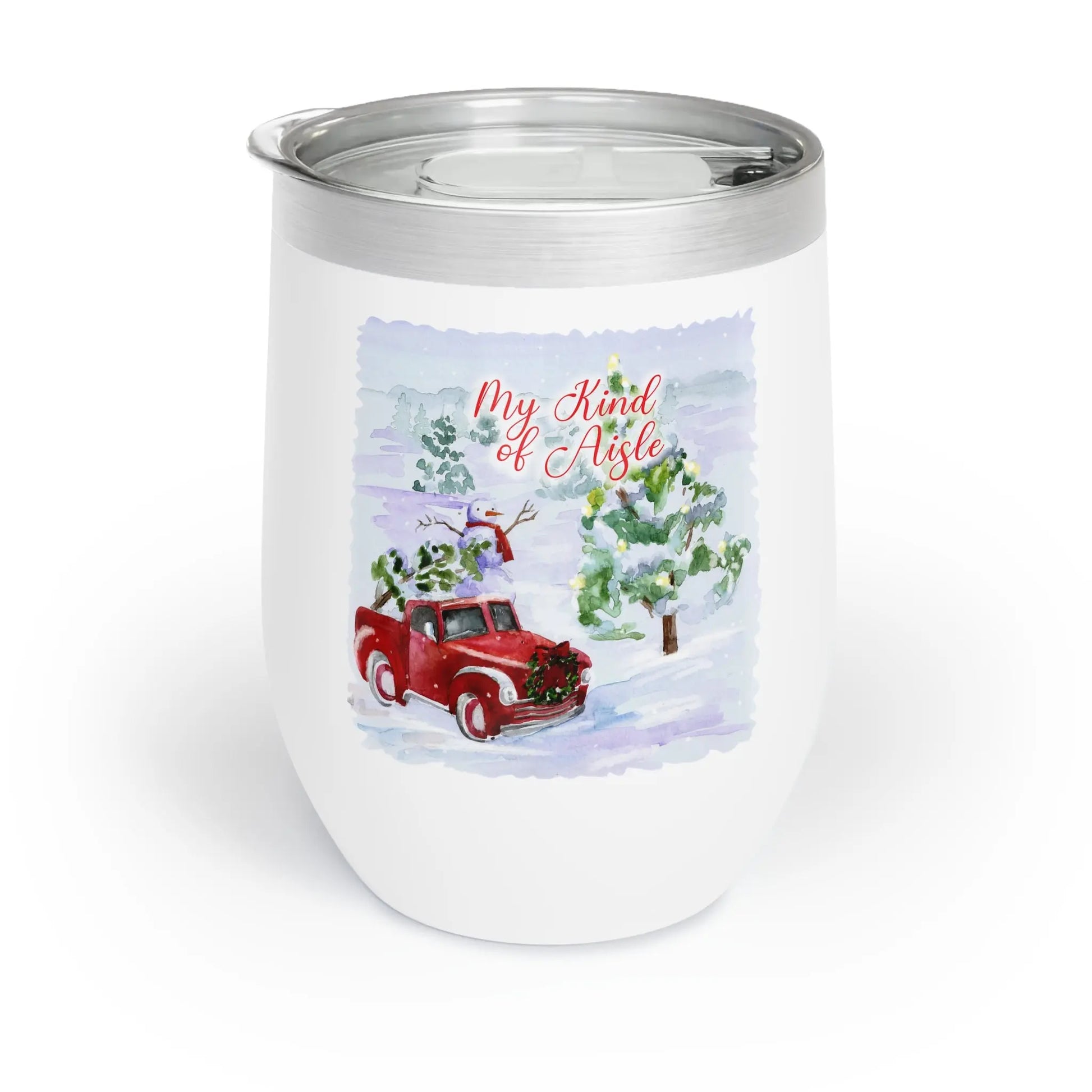 Empowerment Wine Tumbler, Inspiring Women's Christmas Tree Farm Cup, 12 oz My Kind of Aisle