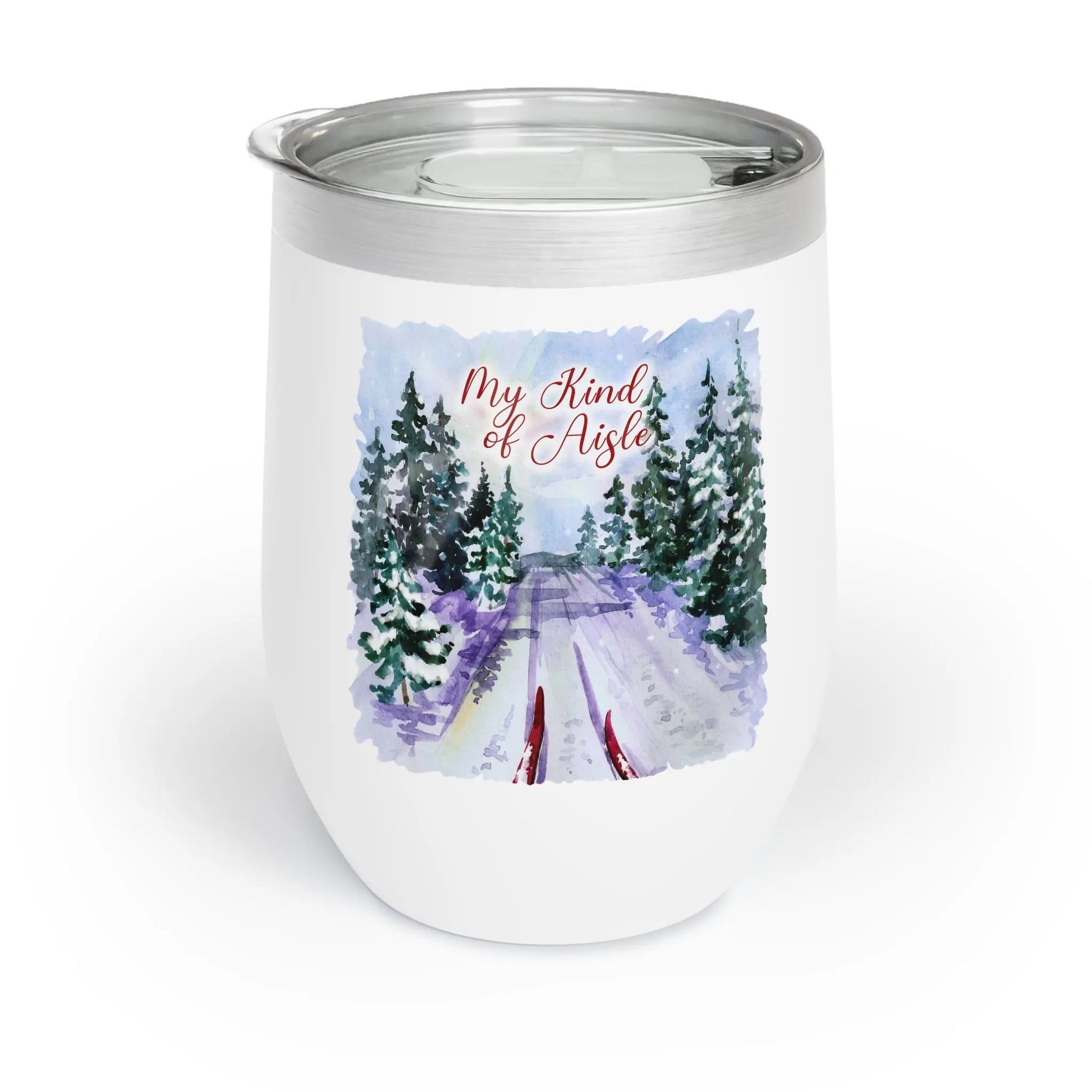 Empowerment Wine Tumbler, Inspiring Women's Cross Country Ski Drinking Cup, 12oz My Kind of Aisle