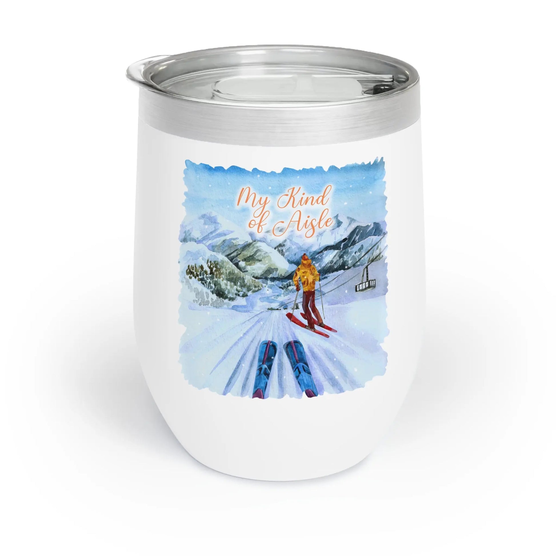 Empowerment Wine Tumbler, Inspiring Women's Downhill Ski Drinking Cup, 12 oz My Kind of Aisle