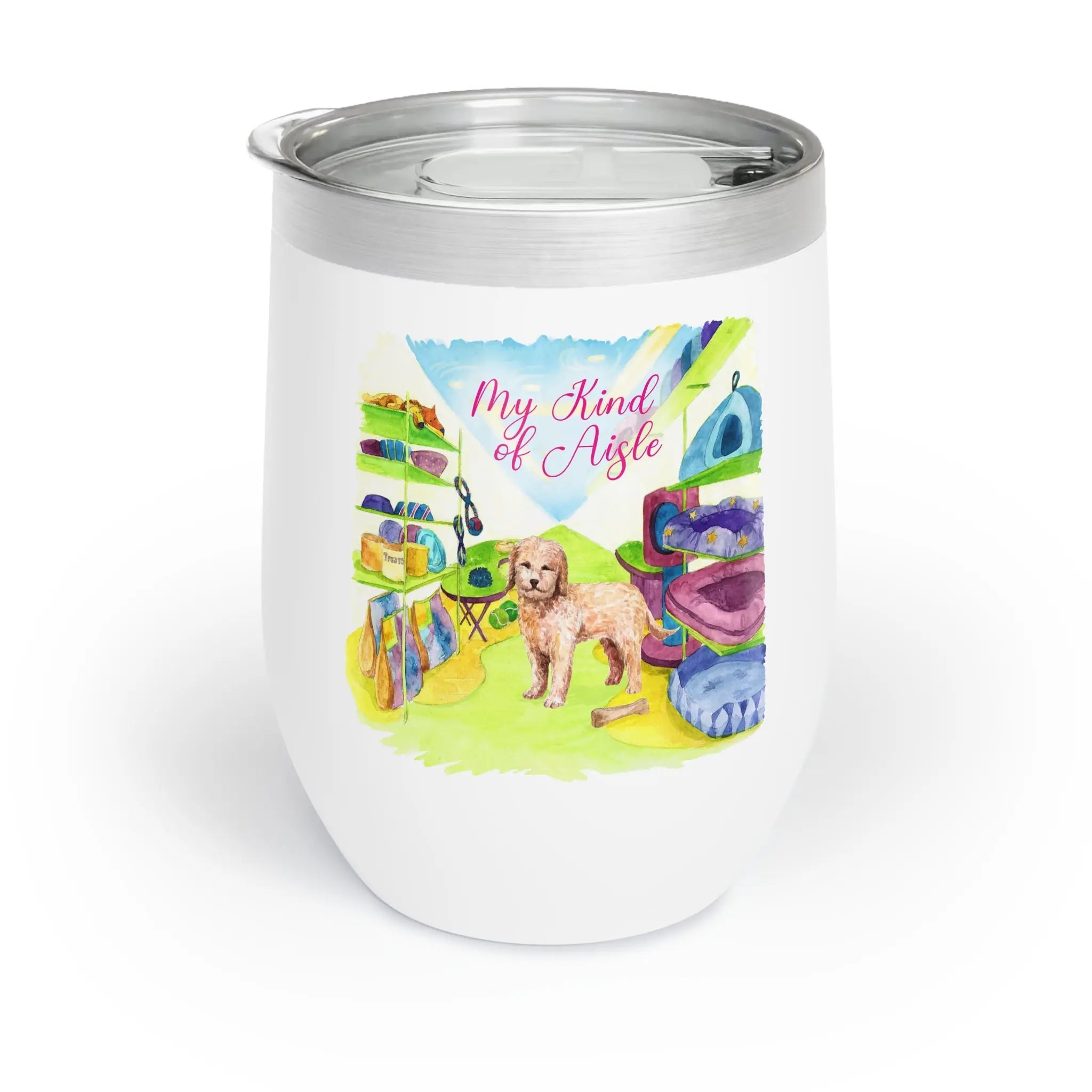 Empowerment Wine Tumbler, Inspiring Women's Pet Golden Doodle Cup, 12 oz My Kind of Aisle