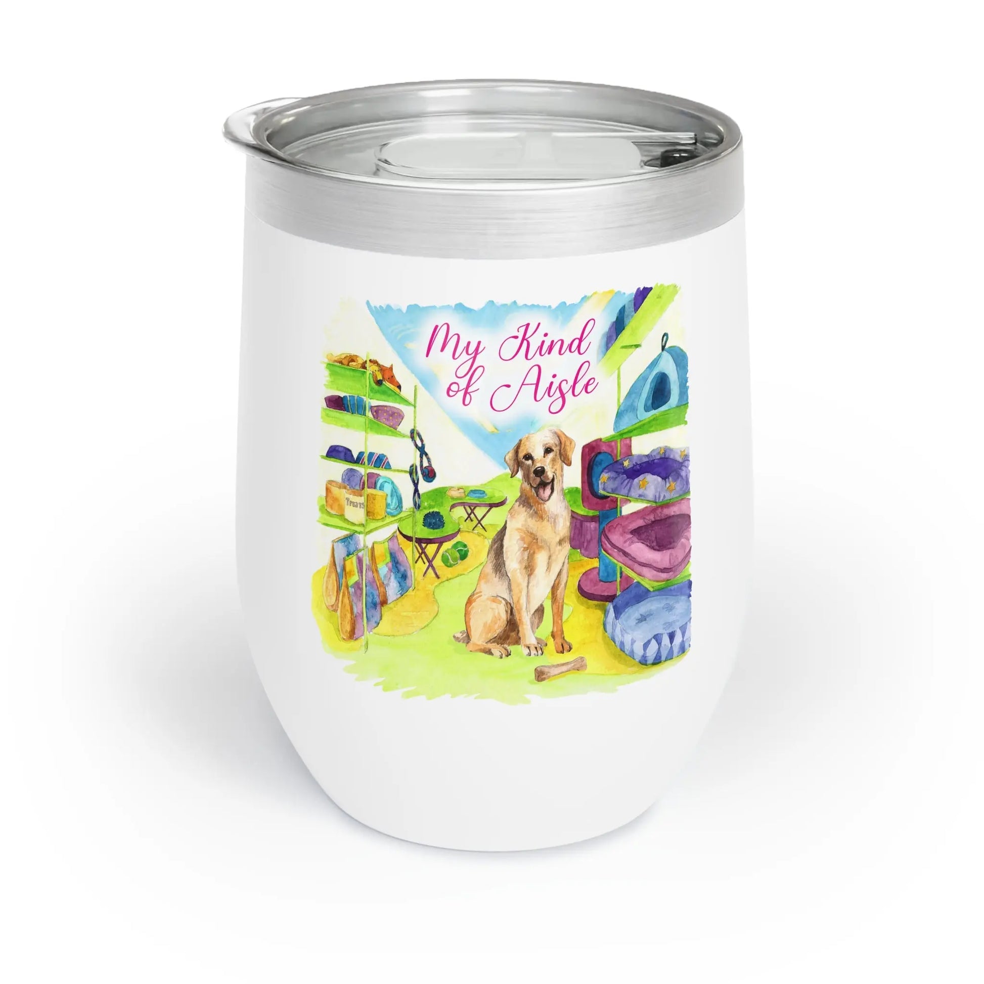 Empowerment Wine Tumbler, Inspiring Women's Pet Yellow Lab Drinking Cup, 12 oz My Kind of Aisle