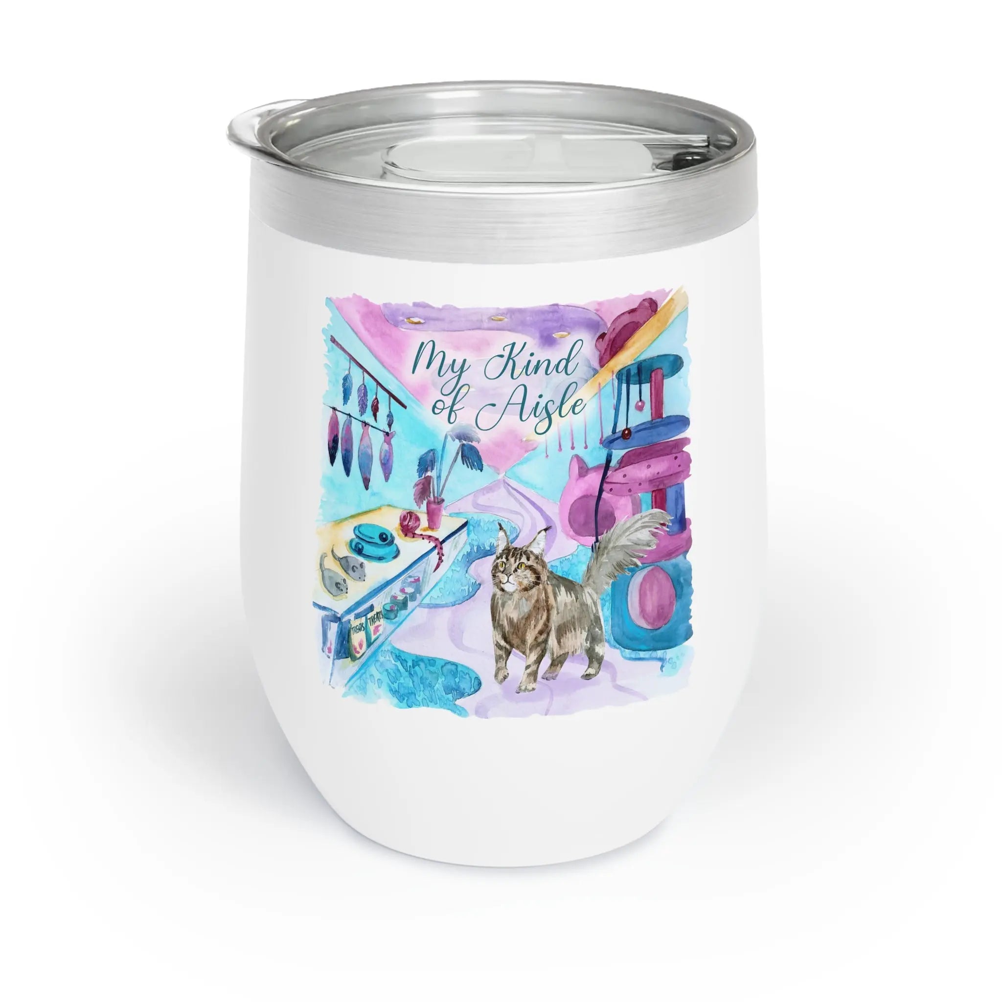 Empowerment Wine Tumbler, Maine Coon Cat, Inspiring Women's Pet Cup, 12 oz My Kind of Aisle